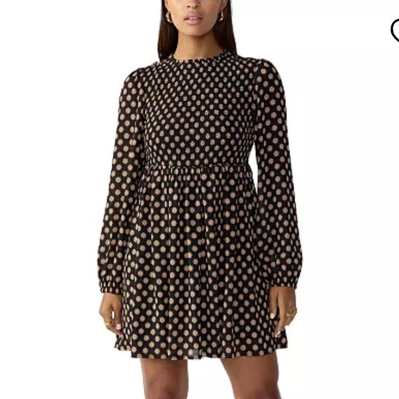 Sanctuary Smocked Long Sleeve Babydoll Dress Medallion Print Size Small - Picture 13 of 13